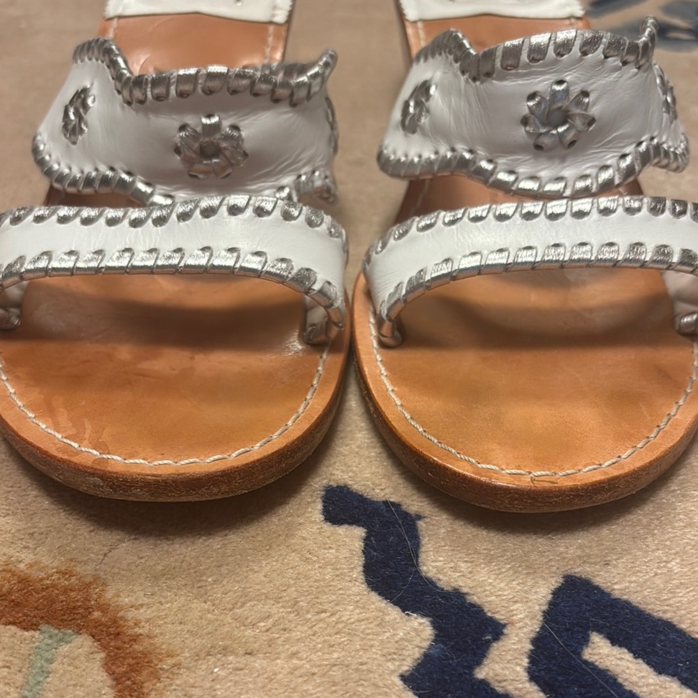 Jack Rogers White and Silver Sandals with Braided Straps - Picture 5 of 6